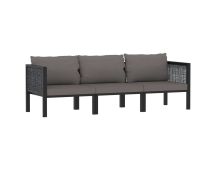 vidaXL 3-Seater Sofa with Cushions Anthracite Poly Rattan