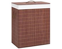 vidaXL Bamboo Laundry Basket with 2 Sections Brown 100 L