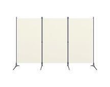 vidaXL 3-Panel Room Divider Cream 260x180 cm Fabric