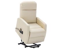 vidaXL Stand up Massage Chair Cream White Faux Leather