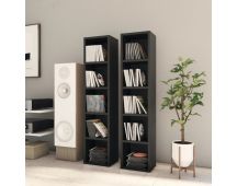 vidaXL CD Cabinets 2 pcs Black 21x16x93.5 cm Engineered Wood