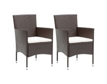 vidaXL Garden Dining Chairs 2 pcs Poly Rattan Brown