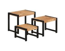 vidaXL Nesting Tables 3 pcs Solid Wood with Sheesham Finish