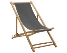 vidaXL Deck Chair Bamboo and Canvas Dark Grey