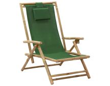 vidaXL Reclining Relaxing Chair Green Bamboo and Fabric