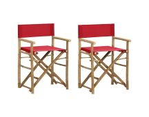 vidaXL Folding Director's Chairs 2 pcs Red Bamboo and Fabric