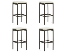 vidaXL Bar Stools with Cushions 4 pcs Brown Poly Rattan