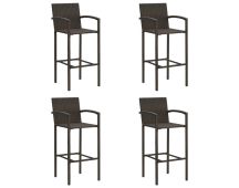 vidaXL Bar Stools 4 pcs Brown Poly Rattan