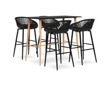 vidaXL 5 Piece Bar Set Black