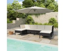 vidaXL 6 Piece Garden Lounge Set with Cushions Poly Rattan Black