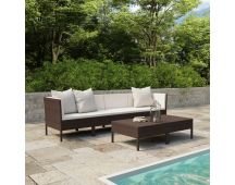 vidaXL 6 Piece Garden Lounge Set with Cushions Poly Rattan Brown