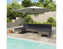 vidaXL 6 Piece Garden Lounge Set with Cushions Poly Rattan Grey