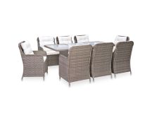 vidaXL 9 Piece Outdoor Dining Set Poly Rattan Brown