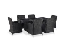 vidaXL 7 Piece Outdoor Dining Set Poly Rattan Black