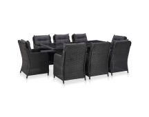 vidaXL 9 Piece Outdoor Dining Set Poly Rattan Black