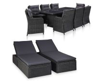 vidaXL 11 Piece Outdoor Dining Set Poly Rattan Black