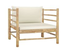 vidaXL Garden Sofa with Cream White Cushions Bamboo