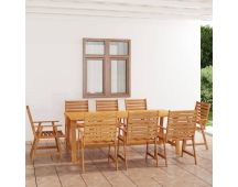 vidaXL 9 Piece Garden Dining Set Solid Acacia Wood