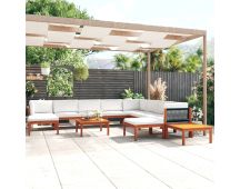 vidaXL 12 Piece Garden Lounge Set with Cushions Cream Solid Acacia Wood