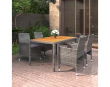 vidaXL 5 Piece Garden Dining Set Poly Rattan Grey