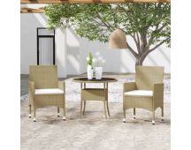 vidaXL 3 Piece Garden Dining Set Poly Rattan Beige