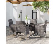 vidaXL 5 Piece Garden Dining Set Poly Rattan Grey