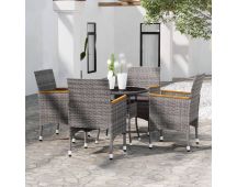 vidaXL 5 Piece Garden Dining Set Poly Rattan Grey