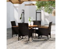 vidaXL 5 Piece Garden Dining Set Poly Rattan Black