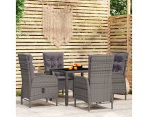 vidaXL 5 Piece Garden Dining Set Poly Rattan Grey