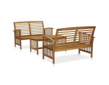 vidaXL 3 Piece Garden Lounge Set Solid Acacia Wood