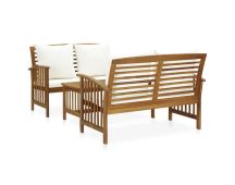 vidaXL 3 Piece Garden Lounge Set with Cushions Solid Acacia Wood