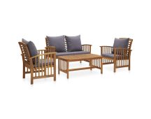 vidaXL 4 Piece Garden Lounge Set with Cushions Solid Acacia Wood (310258+310264)