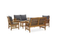 vidaXL 5 Piece Garden Lounge Set with Cushions Solid Acacia Wood (310258+310261+310264)