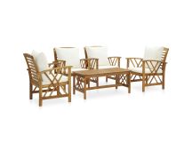 vidaXL 5 Piece Garden Lounge Set with Cushions Solid Acacia Wood