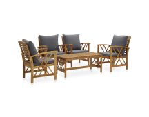 vidaXL 5 Piece Garden Lounge Set with Cushions Solid Acacia Wood