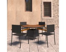 vidaXL 5 Piece Outdoor Dining Set Poly Rattan Black