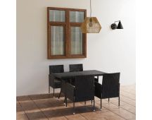 vidaXL 5 Piece Garden Dining Set Poly Rattan Black