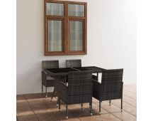 vidaXL 5 Piece Garden Dining Set Poly Rattan Anthracite & Grey