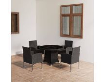 vidaXL 5 Piece Garden Dining Set Poly Rattan Black