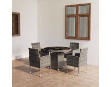 vidaXL 5 Piece Garden Dining Set Poly Rattan Anthracite & Grey