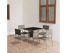 vidaXL 5 Piece Garden Dining Set Poly Rattan Grey