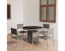 vidaXL 5 Piece Garden Dining Set Poly Rattan Anthracite & Grey