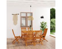 vidaXL 7 Piece Garden Dining Set Solid Teak Wood