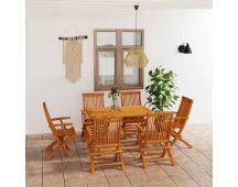 vidaXL 7 Piece Garden Dining Set Solid Teak Wood