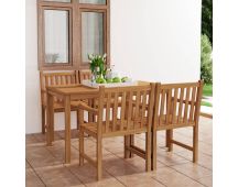 vidaXL 5 Piece Garden Dining Set Solid Teak Wood