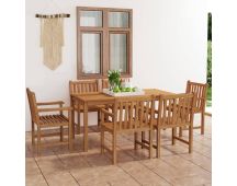 vidaXL 7 Piece Garden Dining Set Solid Teak Wood