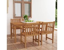 vidaXL 5 Piece Garden Dining Set Solid Teak Wood