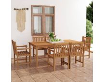 vidaXL 7 Piece Garden Dining Set Solid Teak Wood