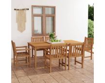 vidaXL 7 Piece Garden Dining Set Solid Teak Wood