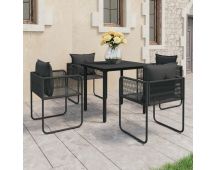 vidaXL 5 Piece Garden Dining Set PVC Rattan Black